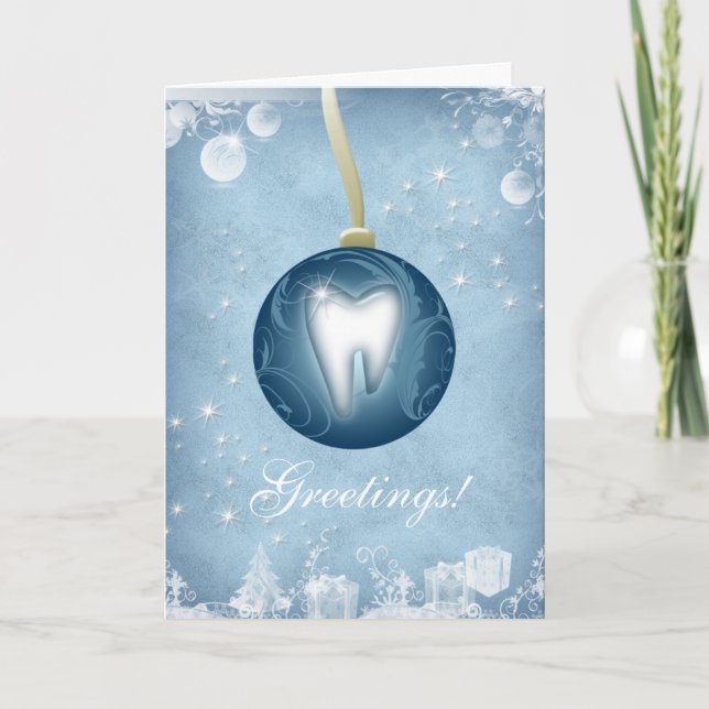 Tarjeta De Navidades Dentales Azul Hielo (Anverso)