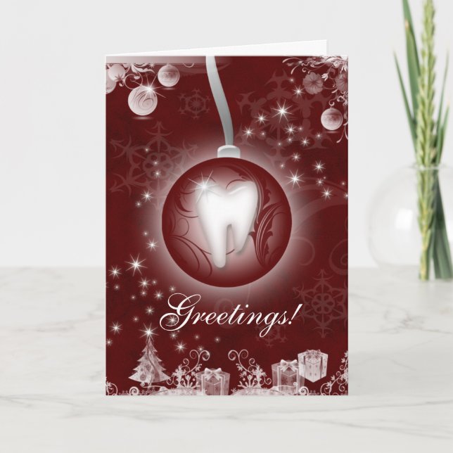 Tarjeta de Navidades dentales roja (Anverso)