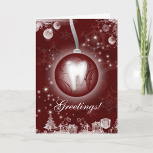 Tarjeta de Navidades dentales roja