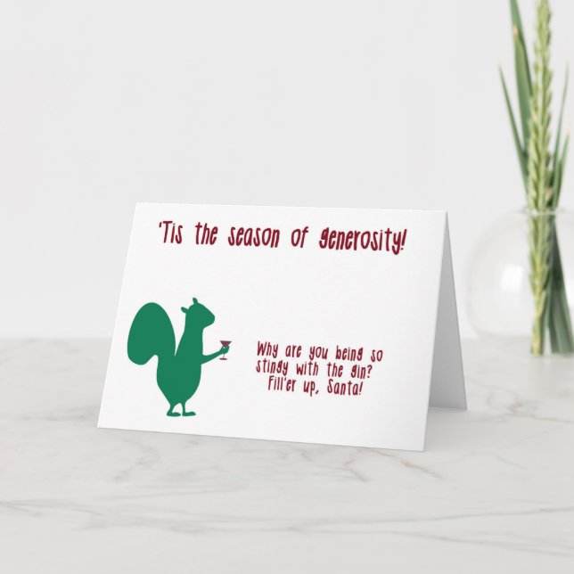 Tarjeta de Navidades divertidos con ardilla y gine (Anverso)