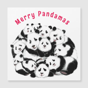 Tarjeta de Navidades divertidos con pandas familia