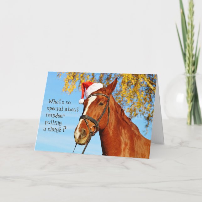Tarjeta de Navidades divertidos de equino de cabal (Anverso)