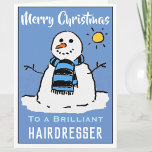 Tarjeta de Navidades divertidos de Snowman para pe<br><div class="desc">Personalizado divertido de muñecos de nieve con tarjeta de Navidades festivos. Tarjeta de navidades para peluquería.</div>