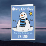 Tarjeta de Navidades divertidos de Snowman para un<br><div class="desc">Personalizado divertido de muñecos de nieve con tarjeta de Navidades festivos. Tarjeta de navidad para un amigo más valiente</div>