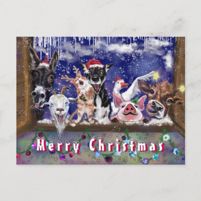 Tarjeta de Navidades divertidos: Fiesta animal fel (Anverso)