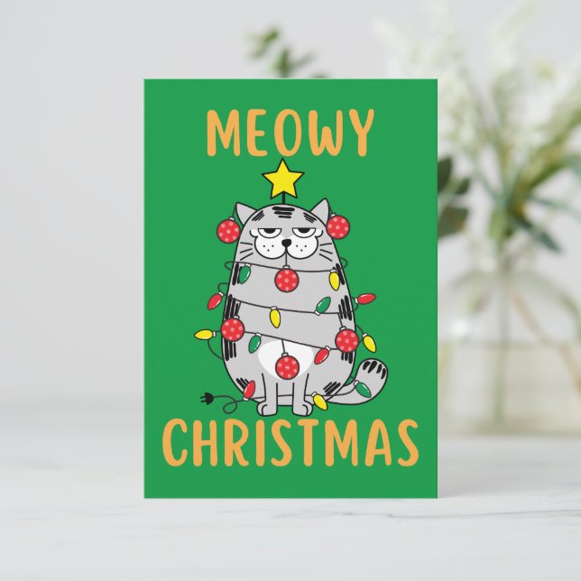 Tarjeta de Navidades divertidos para Navidades Meo (Anverso de pie)