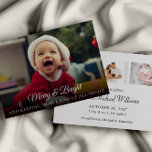 Tarjeta de Navidades divertidos para Recién nacido<br><div class="desc">Esta graciosa tarjeta de navidades de recién nacido será la manera perfecta de anunciar la nueva incorporación a su familia. Personalice con 1 foto en la parte delantera y 3 fotos en la parte posterior junto con toda la información de las estadísticas de nacimiento de sus hijos. Visita la colección...</div>