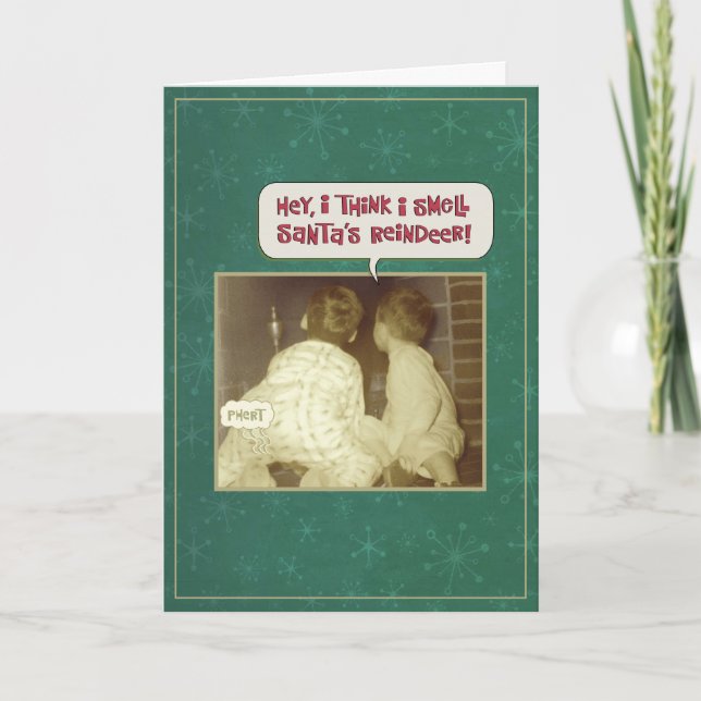 Tarjeta de Navidades divertidos que huelen renos d (Anverso)