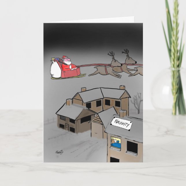 Tarjeta de Navidades divertidos: traviesa o agrada (Anverso)