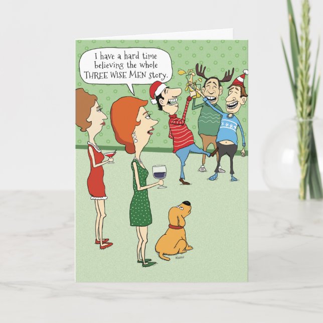 Tarjeta de Navidades divertidos: Tres hombres sabi (Anverso)