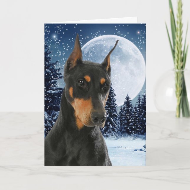 Tarjeta de Navidades Doberman (Anverso)