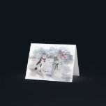 Tarjeta de Navidades doblados de muñeco de nieve S<br><div class="desc">Ya no tengo un estudio para hacer pinturas originales. Sooo... . Este arte de Cowboy Snowman fue creado digitalmente por Deborah Miller,  Visages Gift Store.</div>