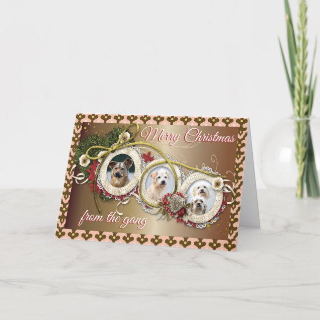 Tarjeta De Navidades Doblados Para El Perro (Anverso)