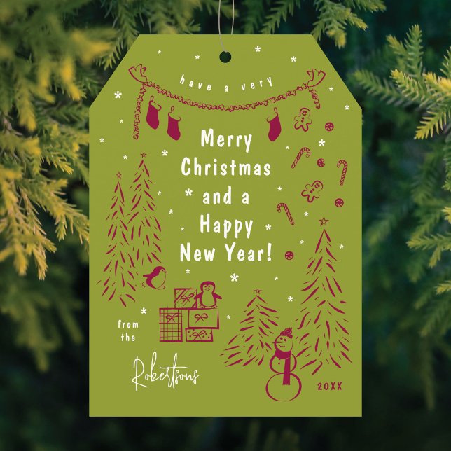Tarjeta de navidades Doodle Red & Green Navidades (Subido por el creador)