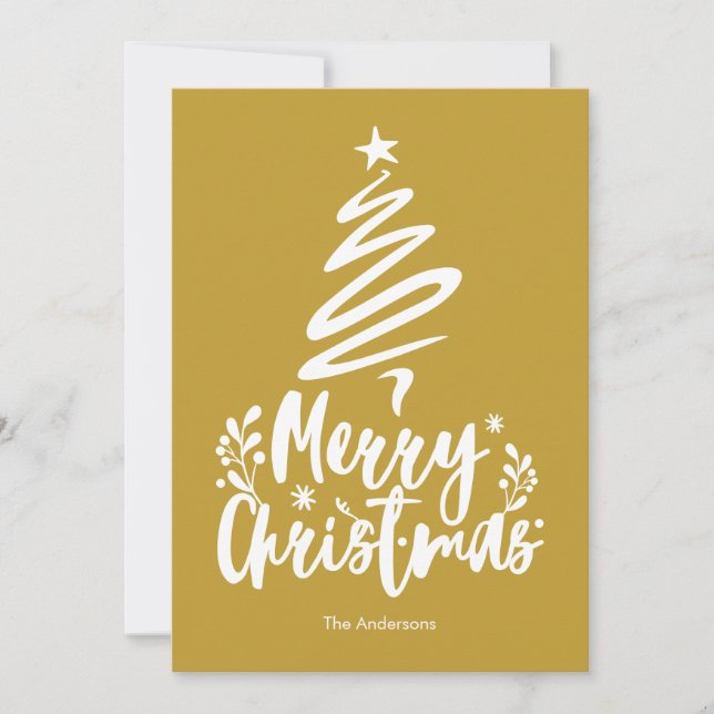Tarjeta de Navidades dorados del Árbol de Navidad  (Anverso)