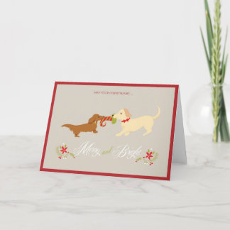 Tarjeta de Navidades Doxie de Merry y Bright