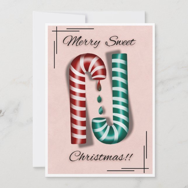 Tarjeta de Navidades dulces de merry - Cane de can (Anverso)