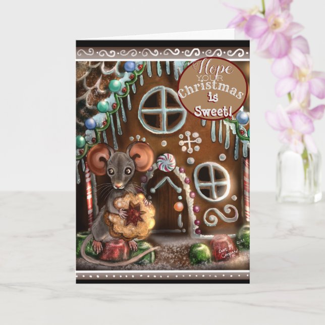 Tarjeta de Navidades dulces para el ratón Gingerbr (Orquídea)