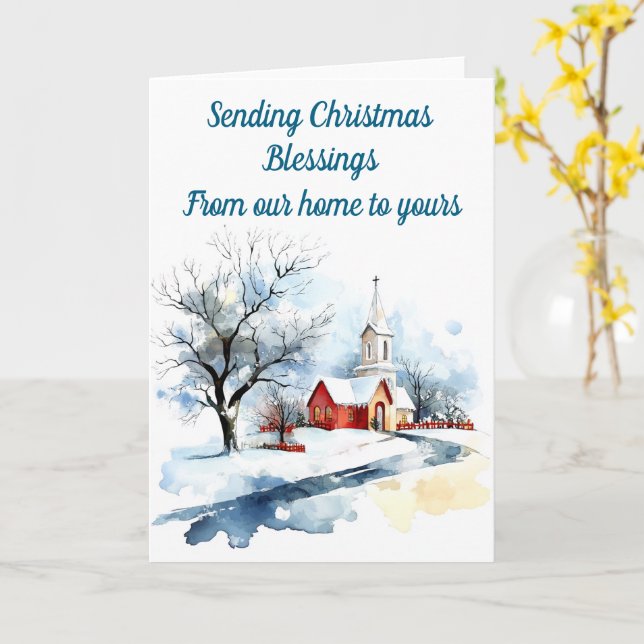 Tarjeta de Navidades editables de la iglesia de in (flor amarilla)