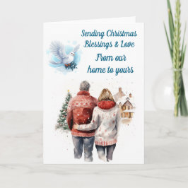 Tarjeta de Navidades editables de la pareja de inv