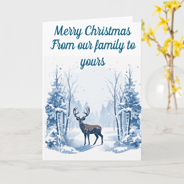 Tarjeta de Navidades editables de Winter Deer (flor amarilla)