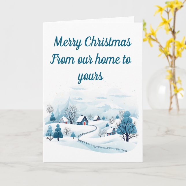 Tarjeta de Navidades editables de Winter Town (flor amarilla)