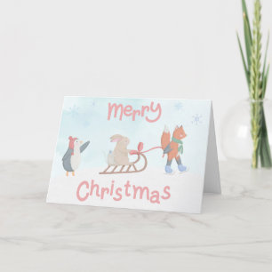 Tarjeta de Navidades editables para amigos furtivo