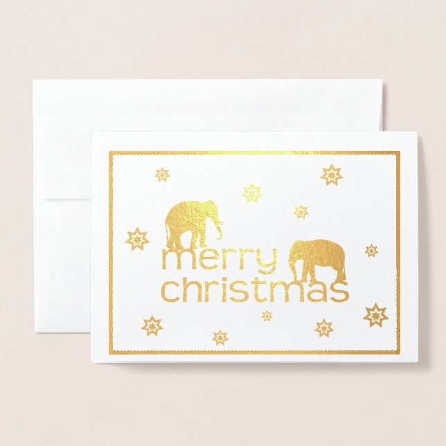 Tarjeta de Navidades elefantes (Anverso con sobre)