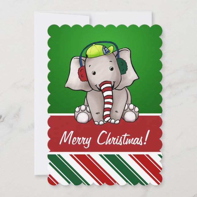 Tarjeta de Navidades elefantes (Anverso)
