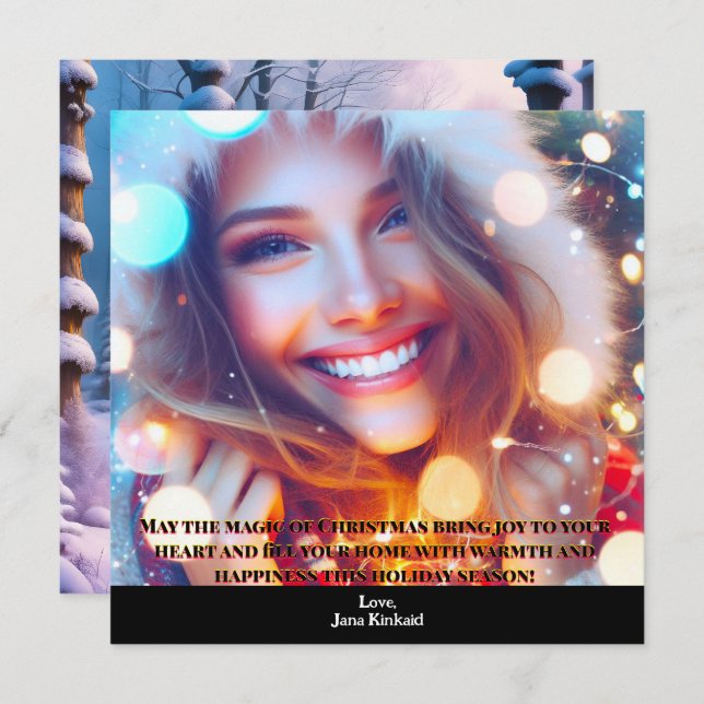 Tarjeta de Navidades elegantemente fotográfica sim (Anverso / Reverso)