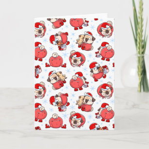 Tarjeta de Navidades Elf Pugs