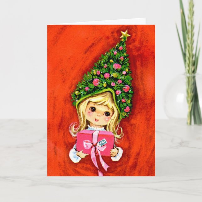 Tarjeta de Navidades elfo de los años 50 (Anverso)