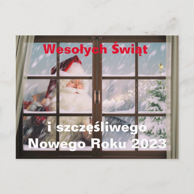 Tarjeta de navidades en Año Nuevo polaco Wesołych  (Anverso)