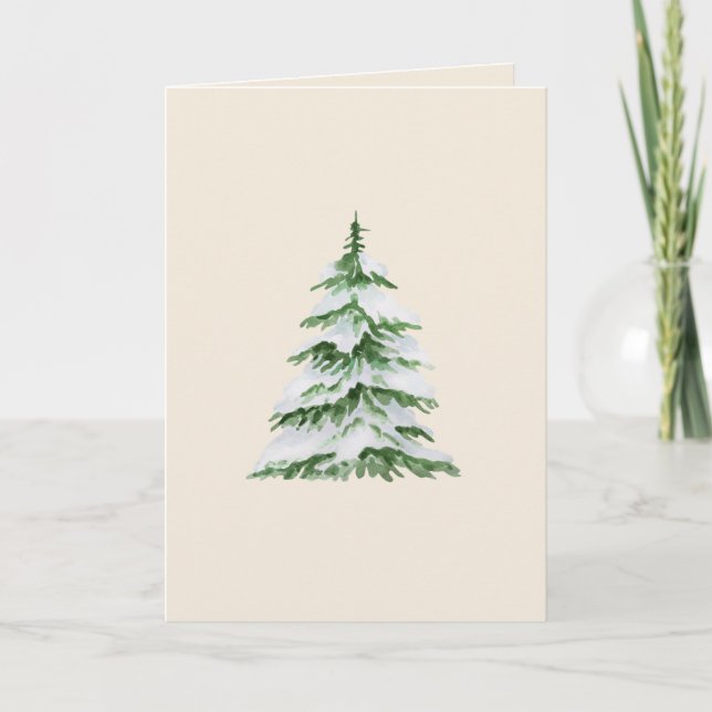 Tarjeta de Navidades en blanco con árbol de nieve  (Anverso)