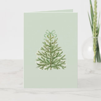 Tarjeta de Navidades en blanco con arco verde de á