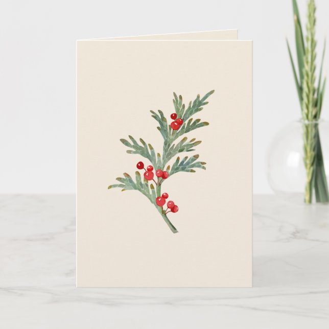 Tarjeta de Navidades en blanco con Juniper de colo (Anverso)