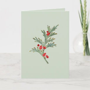 Tarjeta de Navidades en blanco con Juniper de colo