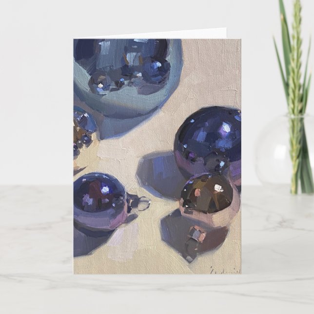 Tarjeta de Navidades en blanco de acero azul (Anverso)