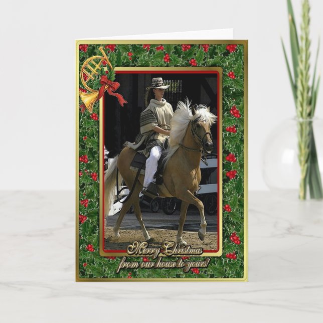 Tarjeta de Navidades en blanco de caballo de paso  (Anverso)