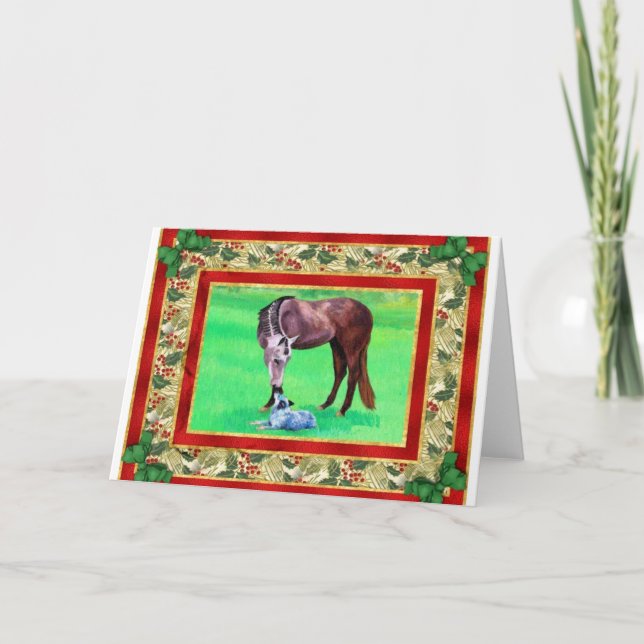 Tarjeta de Navidades en blanco de perro de ganado  (Anverso)