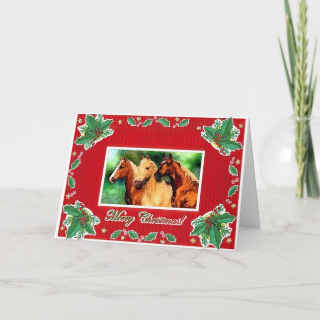 Tarjeta de Navidades en blanco de retrato de cabal (Anverso)