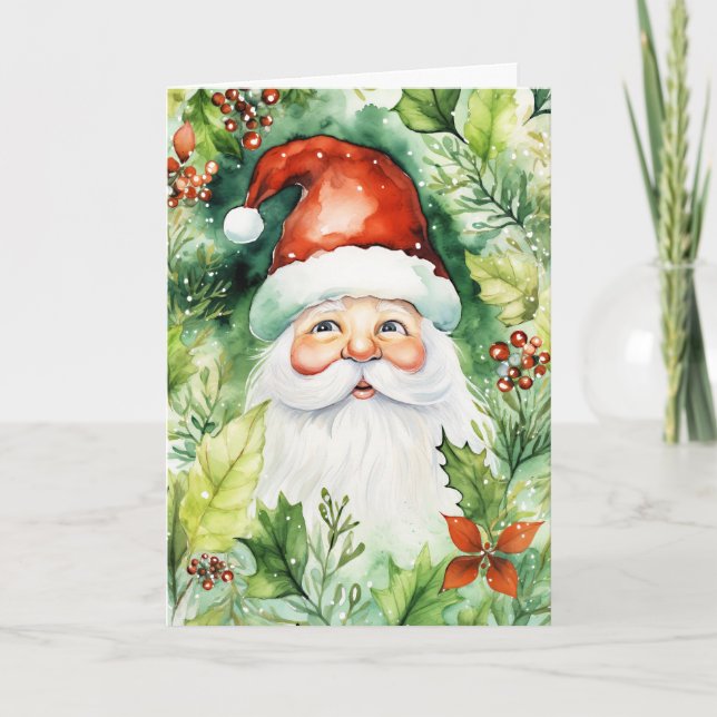 Tarjeta de Navidades en blanco de Santa Claus (Anverso)