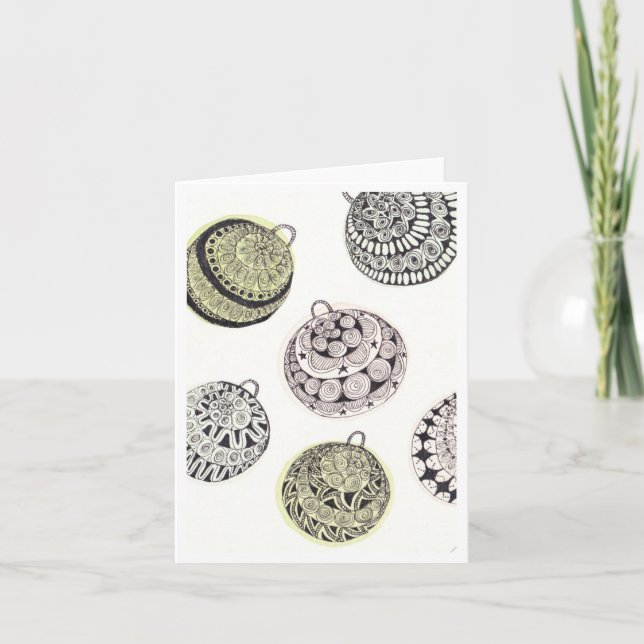 Tarjeta de Navidades en blanco - Navidades Baubles (Anverso)