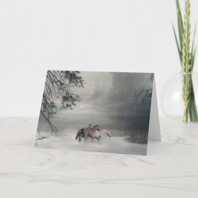 Tarjeta de Navidades equinos de caballos de otras  (Anverso)