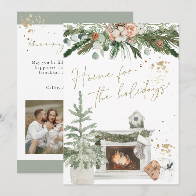 Tarjeta de Navidades escandinavos INGE Cosy Firepl (Anverso / Reverso)