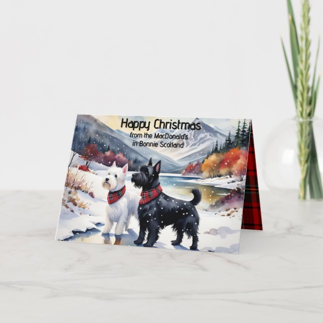Tarjeta de Navidades escoceses, Westie, Escocia (Anverso)