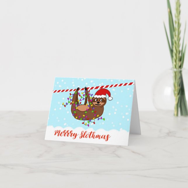 Tarjeta de Navidades eslovacos de merry Slothmas (Anverso)