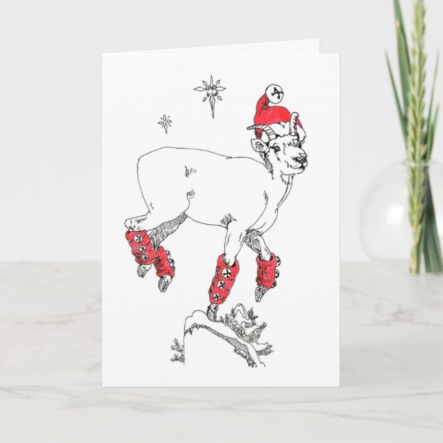 Tarjeta de Navidades Ewe Bells de Cabra de Praning (Anverso)