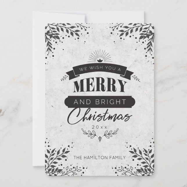 Tarjeta de Navidades exclusiva elegante en blanco  (Anverso)