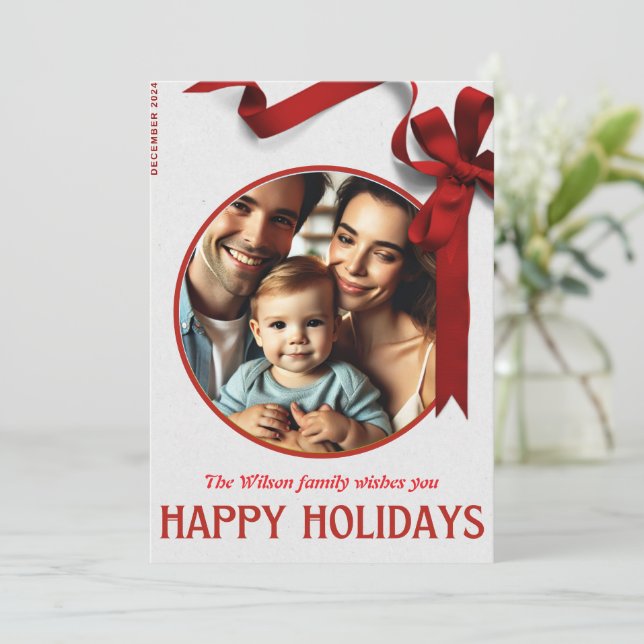 Tarjeta de Navidades familiares con alegría de cin (Anverso de pie)